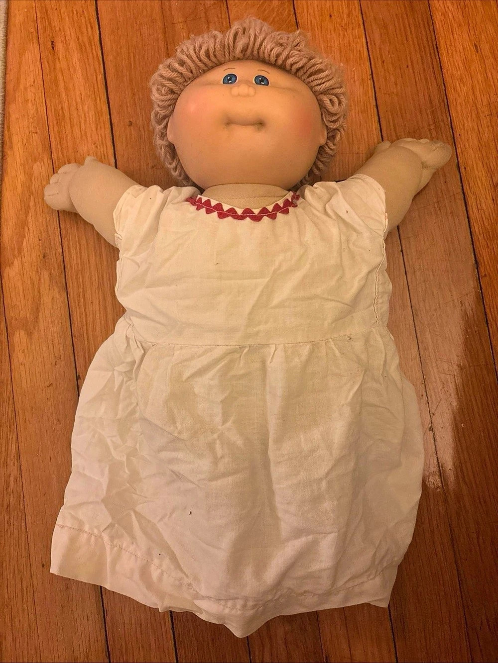 Cabbage Patch Kids Vintage Doll White Dress. Used Condition.
